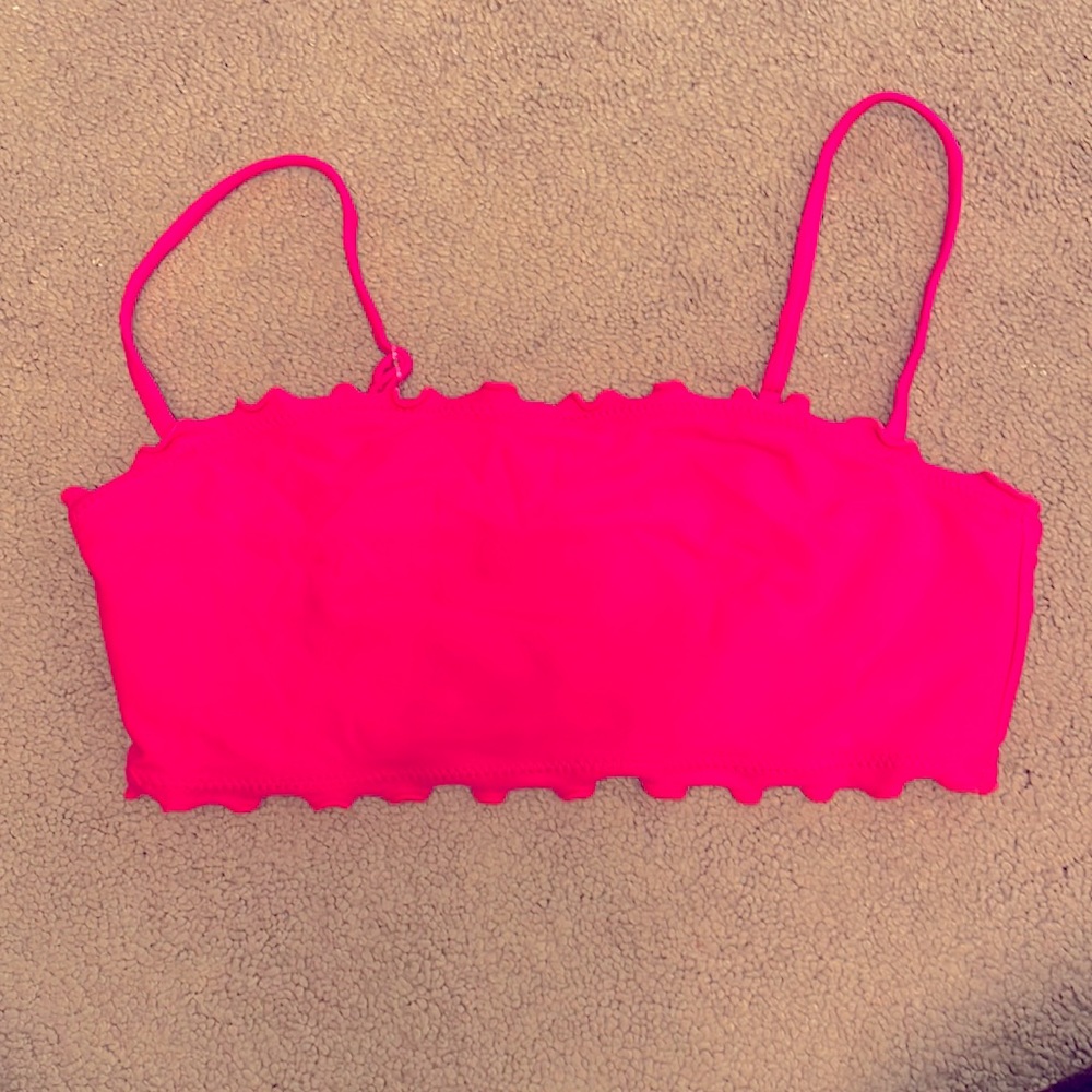 No Boundaries pink swim bikini top hot pink